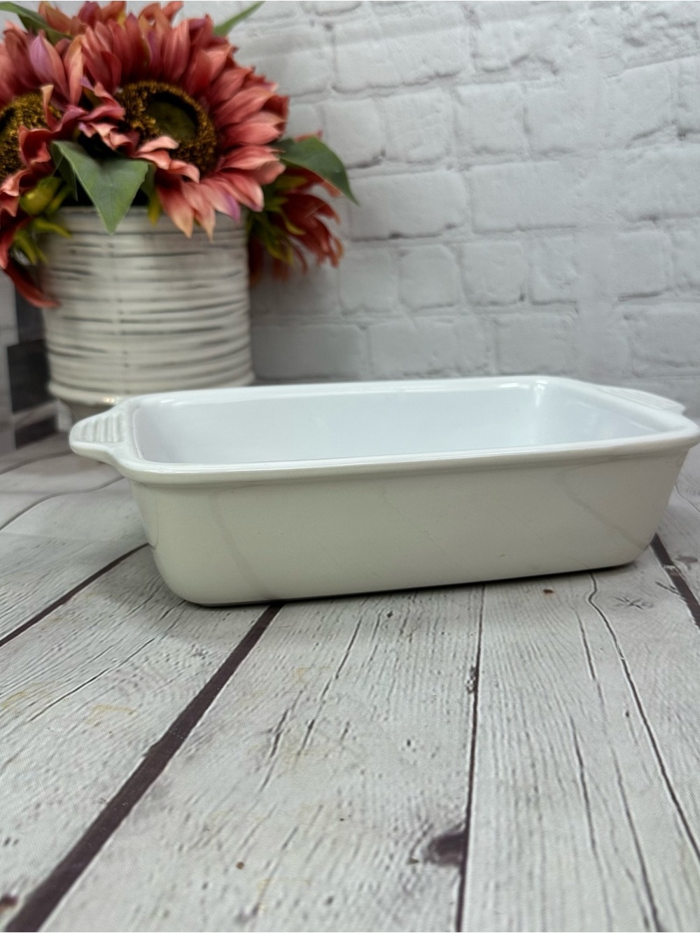 lodge stoneware White casserole Baking Pan minimalist farmhouse french country